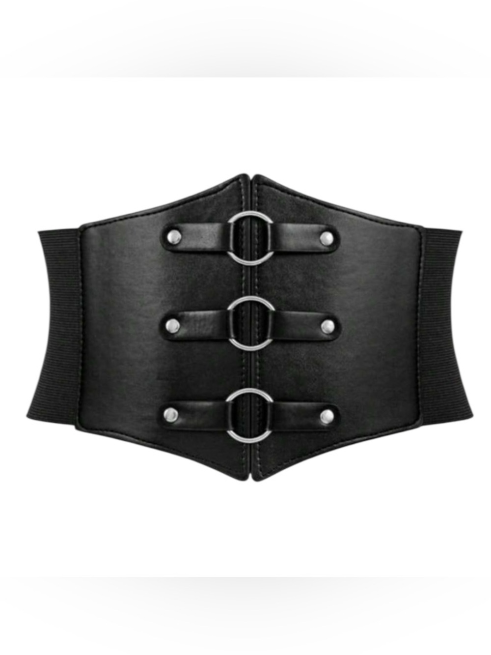 Plus Corset Belt Black Round Buckle Stretchy Ren Faire Fairycore Cosplay 1X/2X